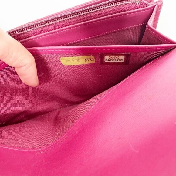 Chanel Matelasse Long Wallet in a Raspberry Red Bordeaux Patent Leather - Picture 12 of 12